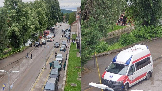 Nesreća u Bihaću: Automobil sletio u kanal, na terenu spasilačke službe, strahuje se da ima stradalih