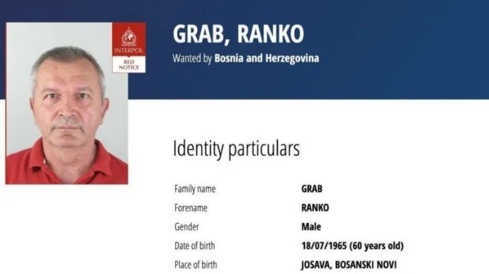 Interpol raspisao potjernicu za Rankom Grabom optuženim za ratni zločin na području Bosanskog Novog