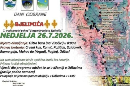 U nedjelju 26. jula tradicionalni pohod Stazom branilaca Bjelimića