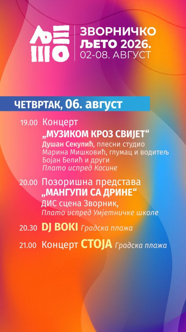 Peti dan „Zvorničkog ljeta donosi bogat program: Muzika, pozorište i koncert Stoje