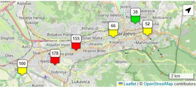 Nezdrav zrak na Otoci i Saraj Polju